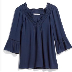 Eyelet Mid Sleeve Top